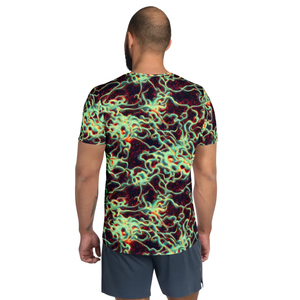 Chimeric Currents on Men's Athletic T-Shirt — Back
