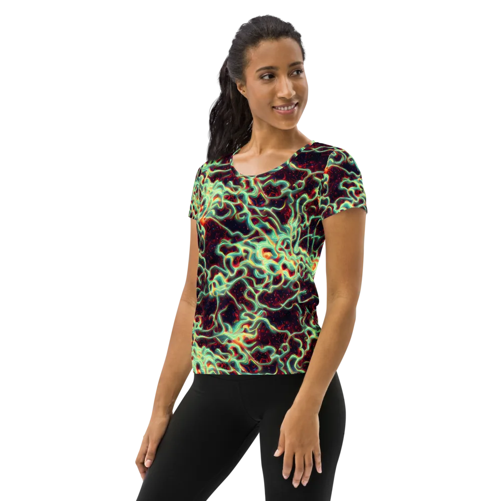 Chimeric Currents on Women's Athletic T-Shirt — Left