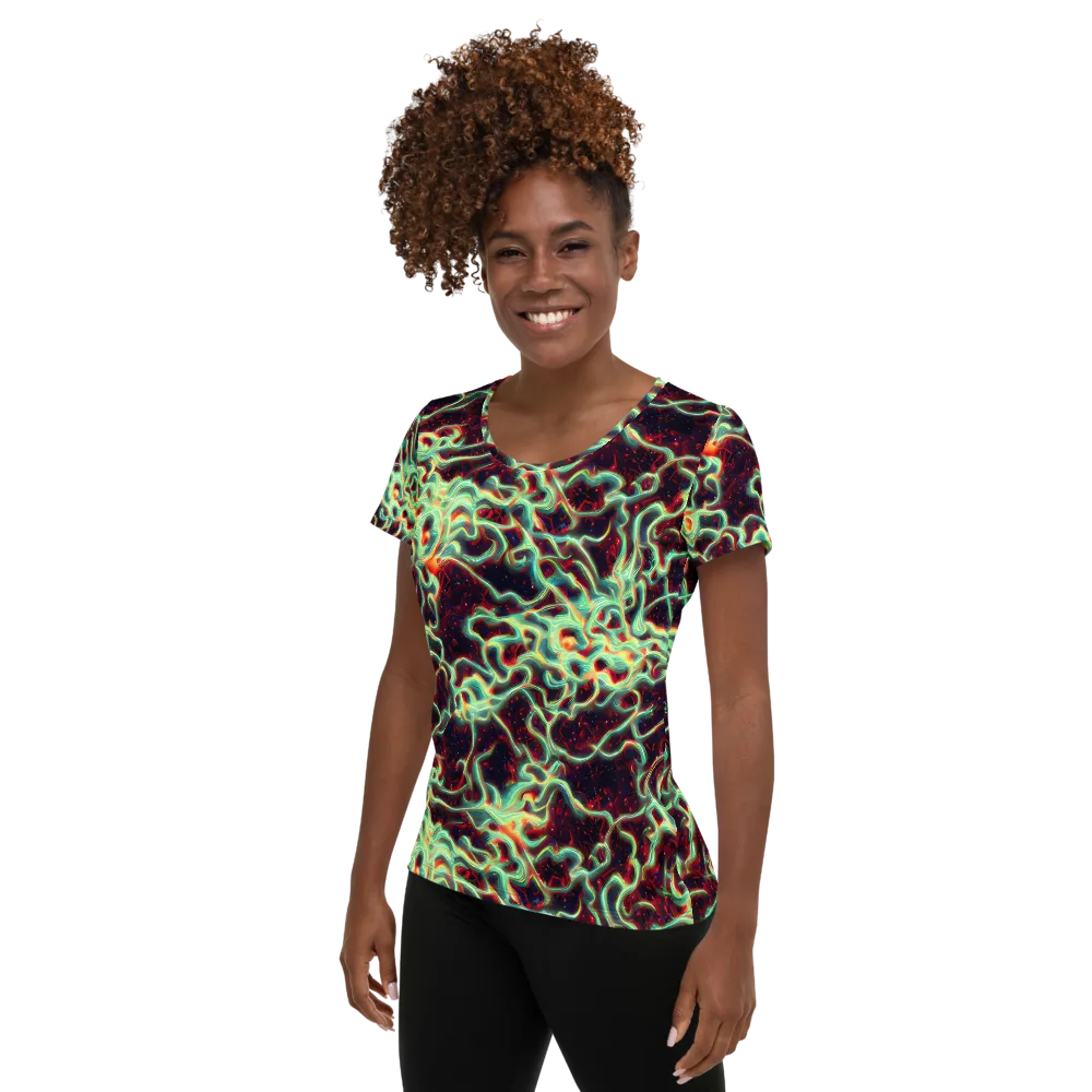Chimeric Currents on Women's Athletic T-Shirt — Left