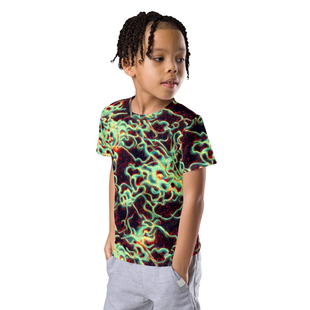 Chimeric Currents on Kids Crew Neck T-Shirt — Left Front