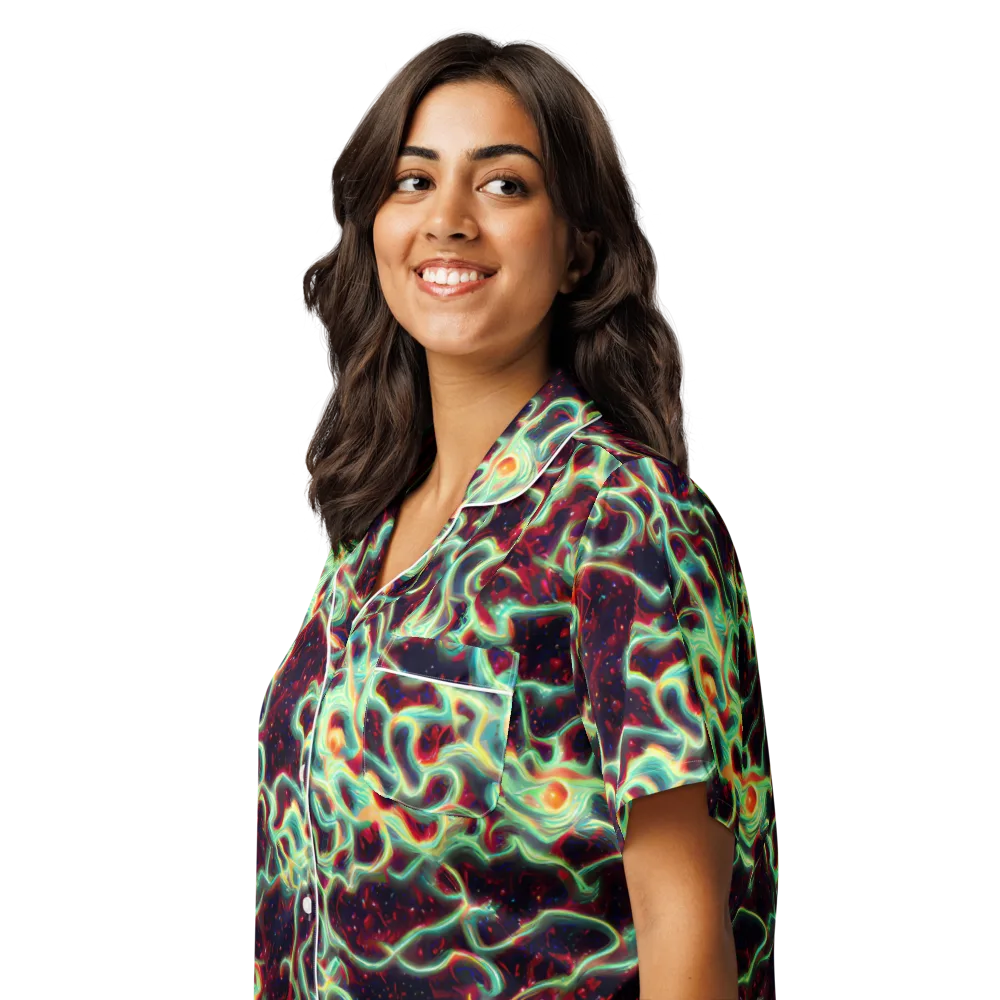 Chimeric Currents on Women's Short Sleeve Pajama Top — Left Front
