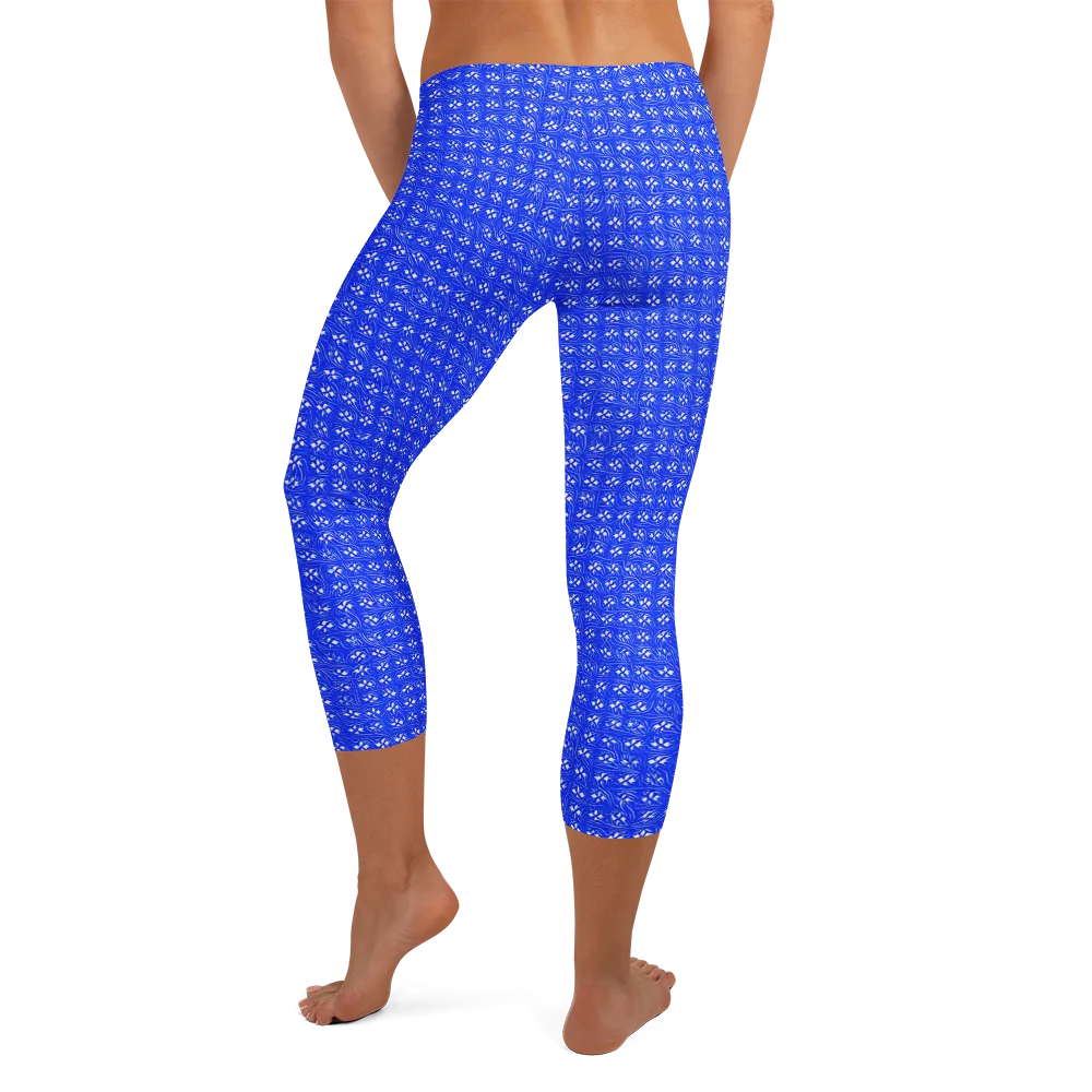 Azure Tangle on Capri Leggings — Back