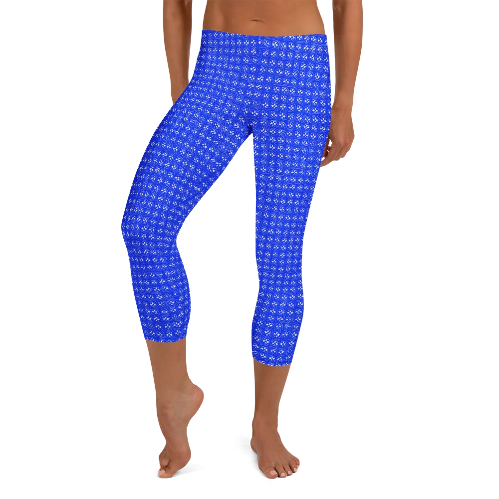Azure Tangle on Capri Leggings — Front