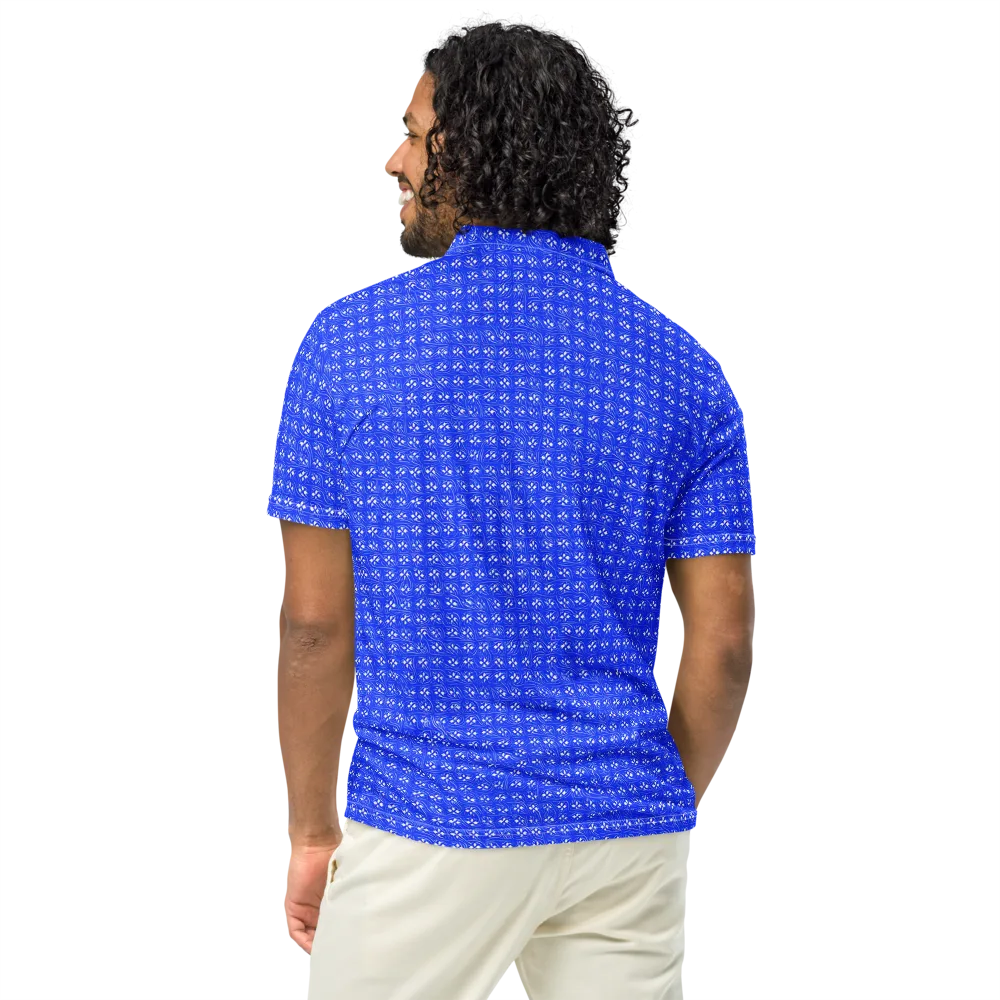 Azure Tangle on Men's Slim Fit Polo Shirt — Back