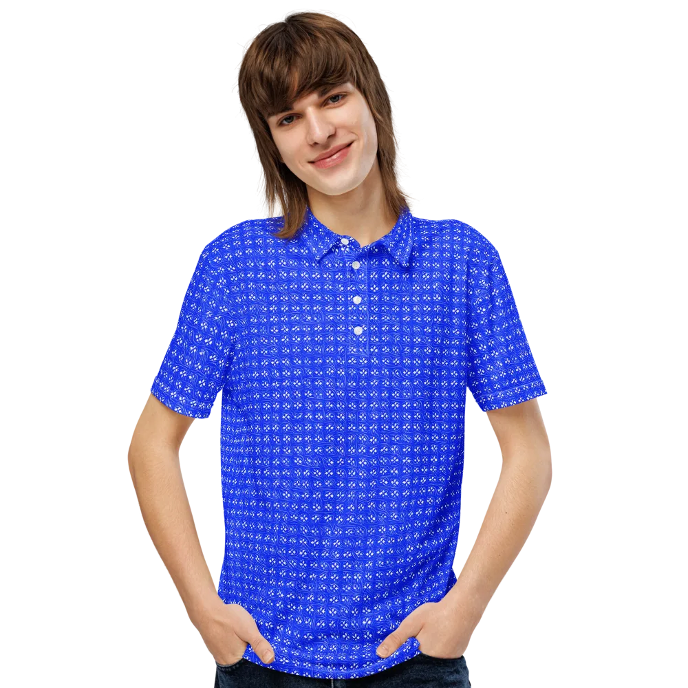 Azure Tangle on Men's Slim Fit Polo Shirt — Front