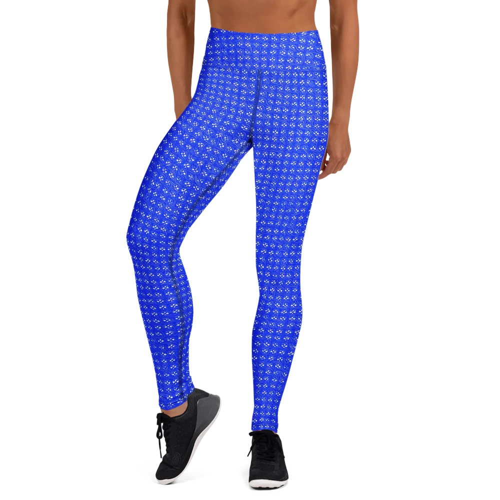 Azure Tangle on Yoga Leggings — Front