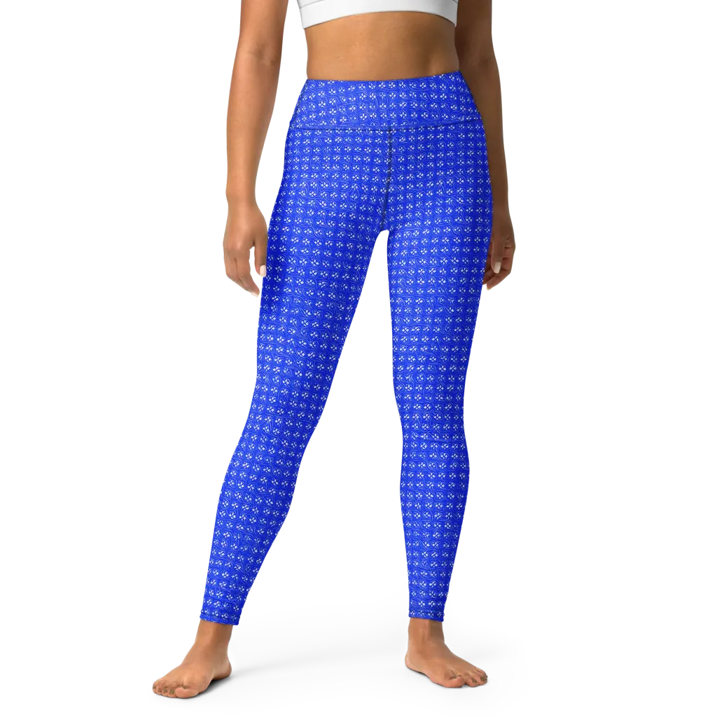 Azure Tangle on Yoga Leggings — Front