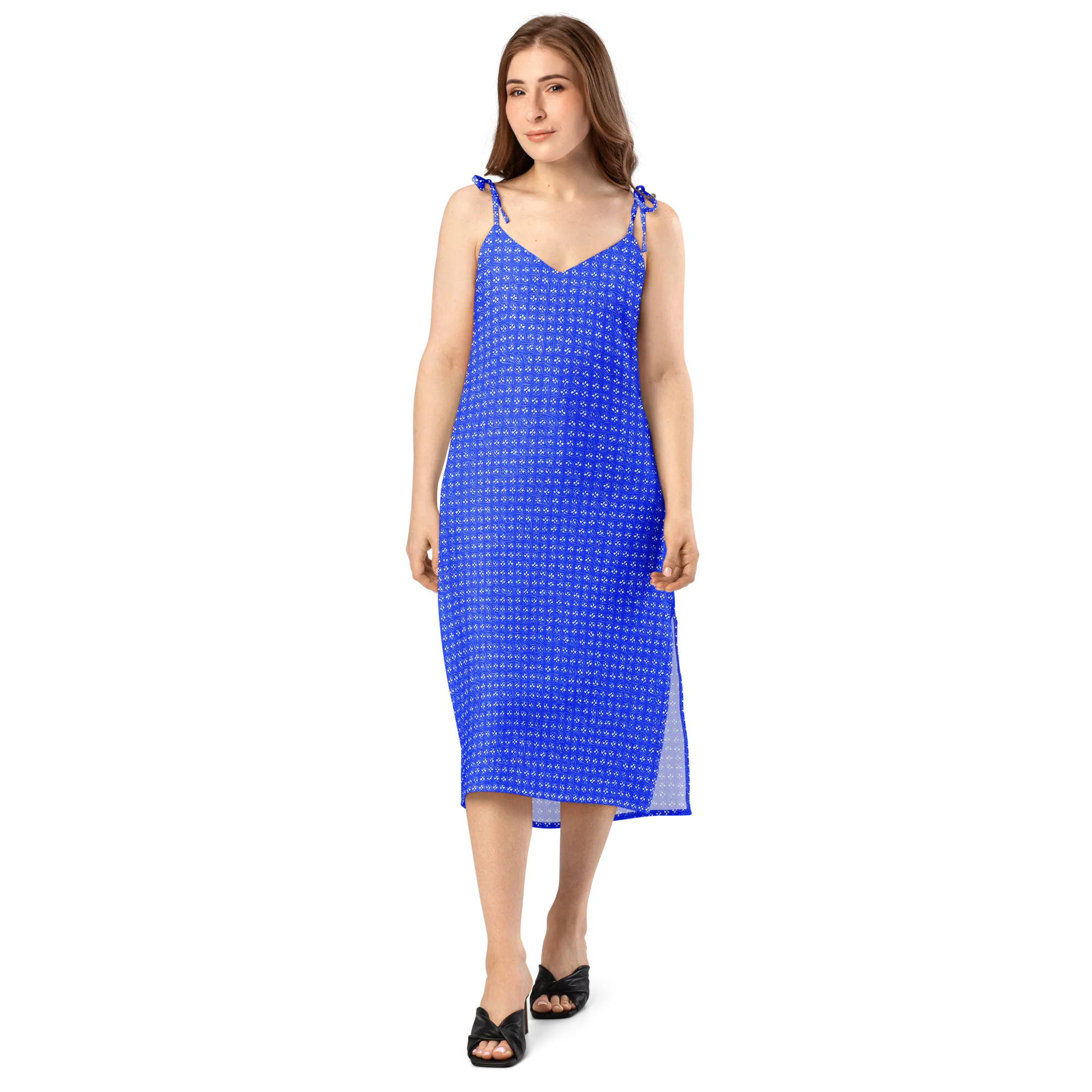 Azure Tangle on Slip Dress — Front