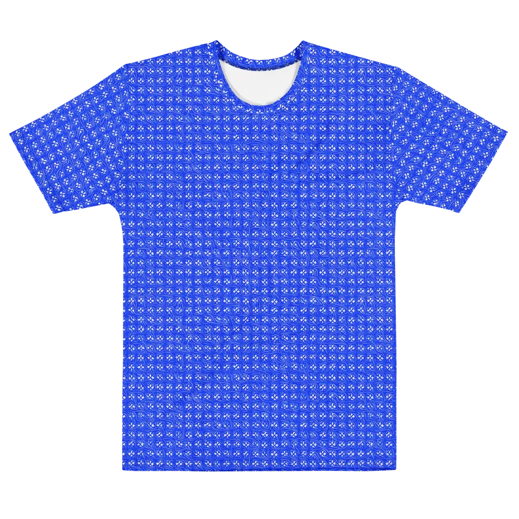 Azure Tangle on Men's Cotton Crew Neck T-Shirt — Front