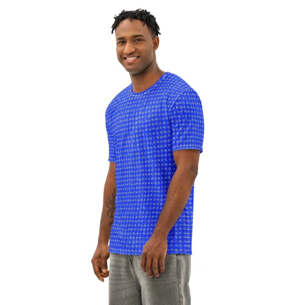 Azure Tangle on Men's Cotton Crew Neck T-Shirt — Left Front