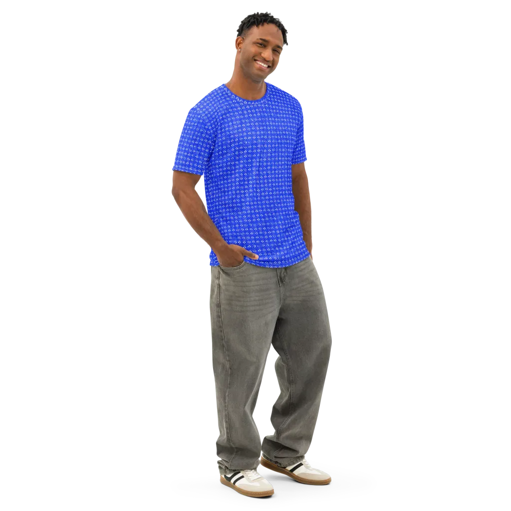 Azure Tangle on Men's Cotton Crew Neck T-Shirt — Right Front