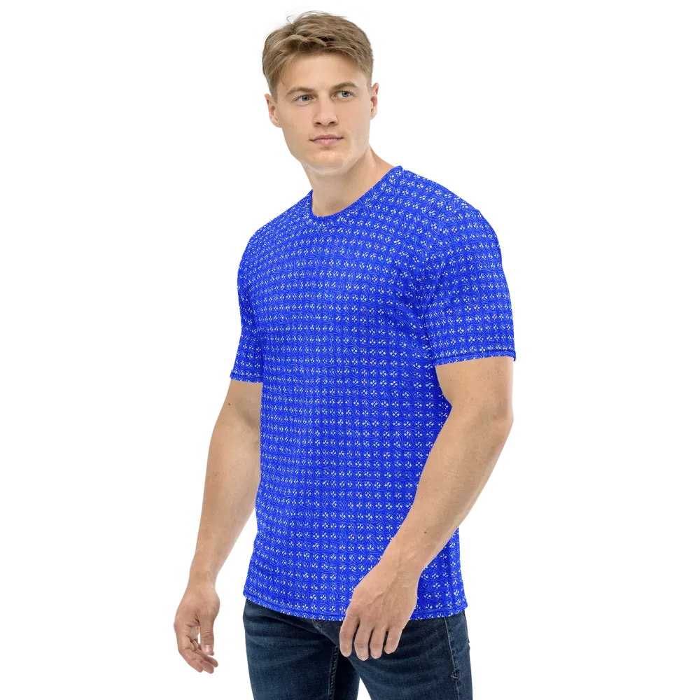 Azure Tangle on Men's Crew Neck T-Shirt — Left