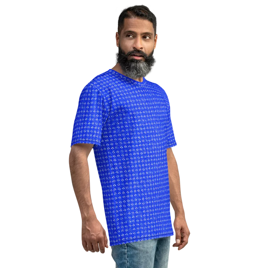 Azure Tangle on Men's Crew Neck T-Shirt — Right