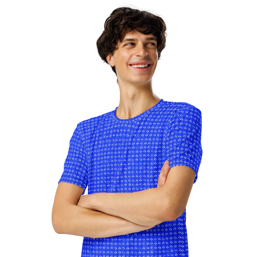 Azure Tangle on Men's Crew Neck T-Shirt — Left Front