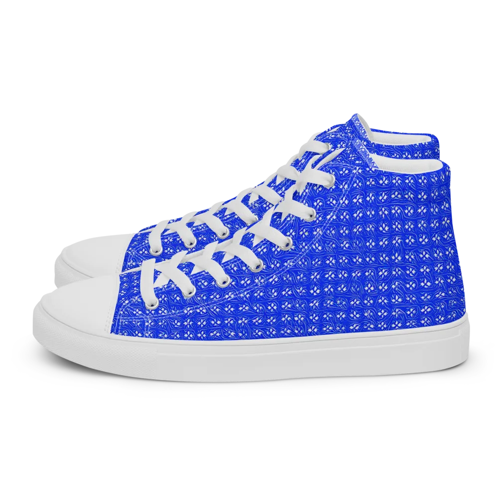 Azure Tangle on Men's High Top Canvas Shoes — Left