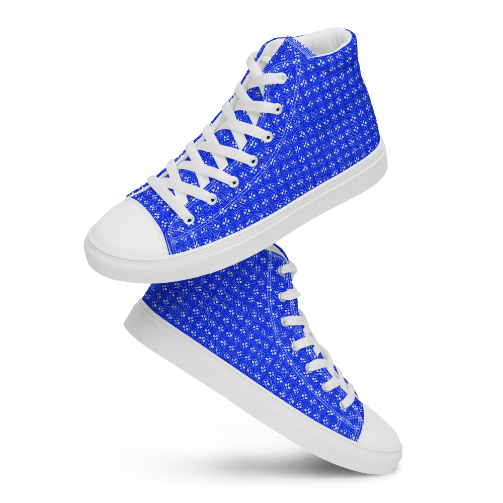 Azure Tangle on Men's High Top Canvas Shoes — Front