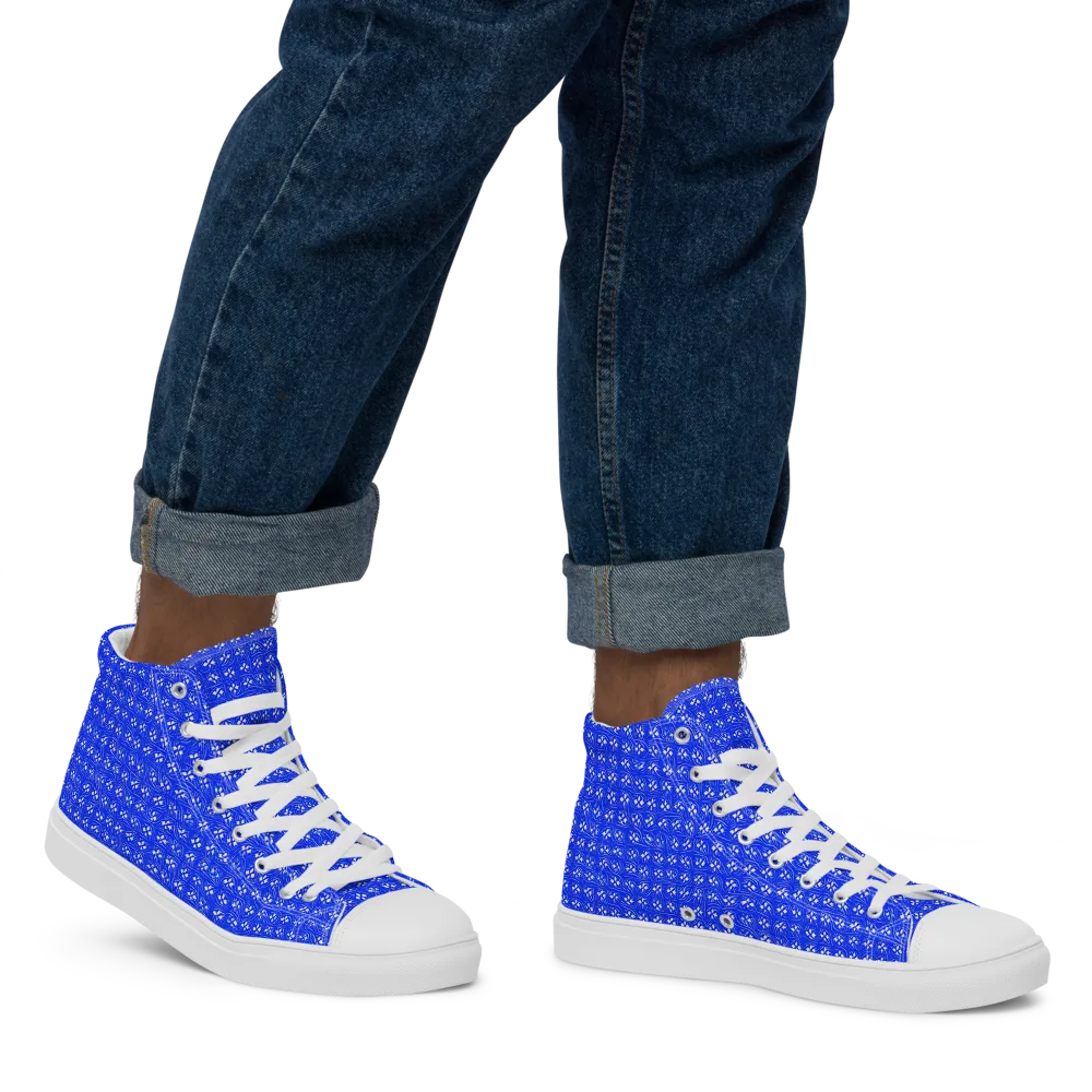Azure Tangle on Men's High Top Canvas Shoes — Right