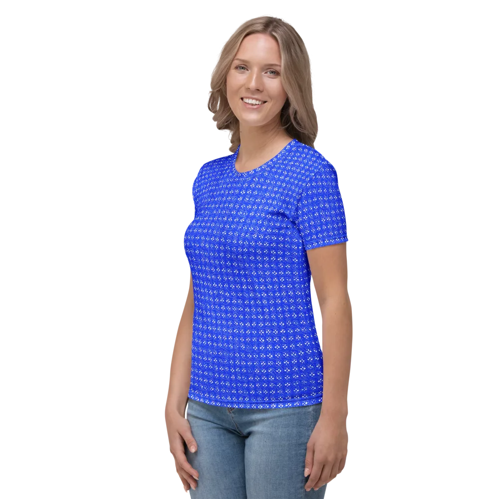 Azure Tangle on Women's Crew Neck T-Shirt — Left