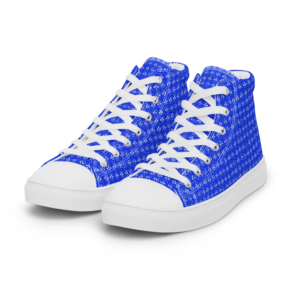 Azure Tangle on Women's High Top Canvas Shoes — Left Front