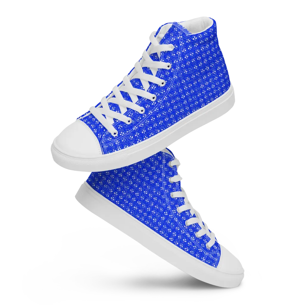 Azure Tangle on Women's High Top Canvas Shoes — Front