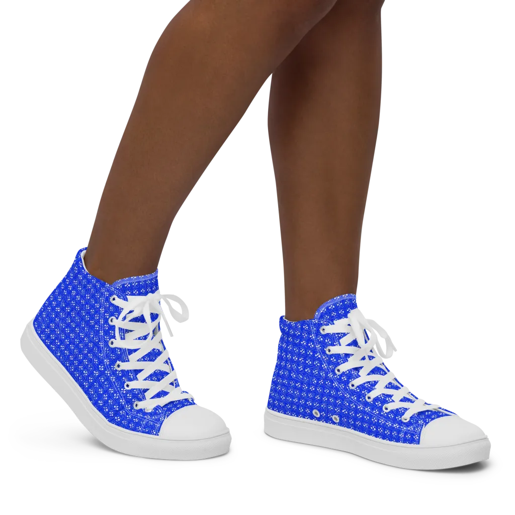 Azure Tangle on Women's High Top Canvas Shoes — Right