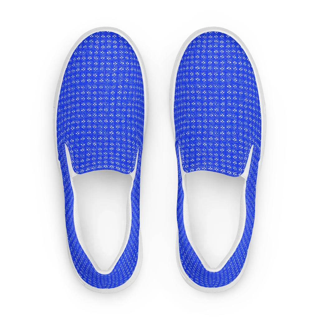 Azure Tangle on Men's Slip-On Canvas Shoes — Front