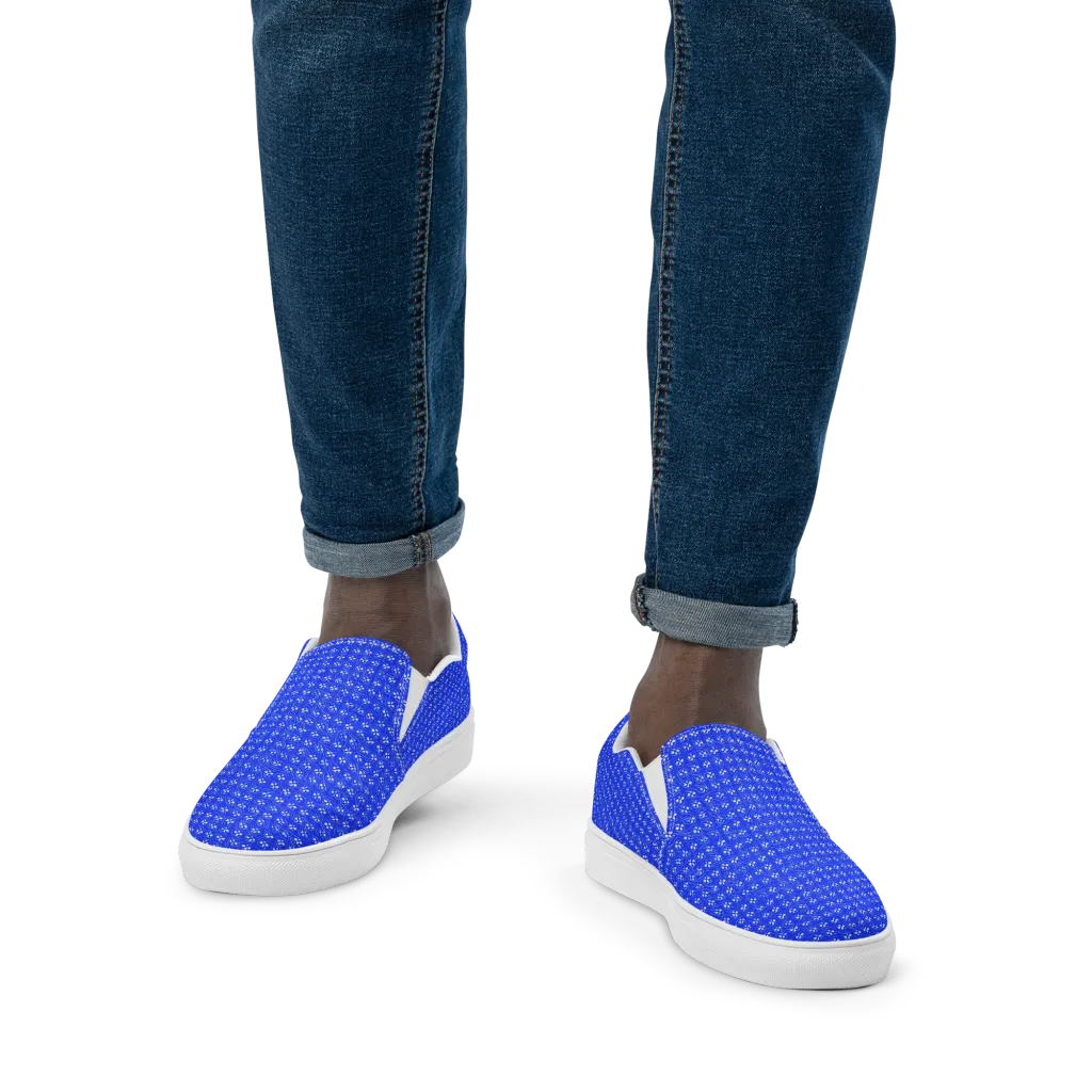 Azure Tangle on Men's Slip-On Canvas Shoes — Front