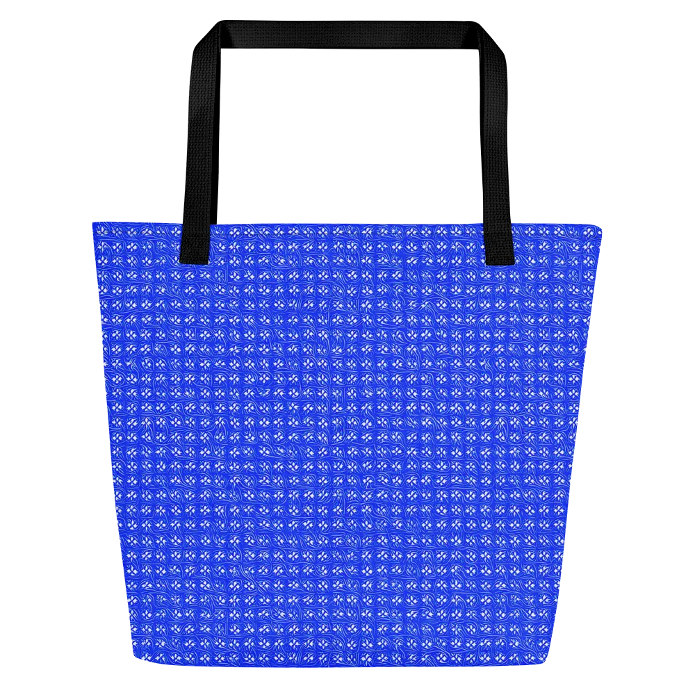 Azure Tangle on Large Tote Bag W/ Pocket — Front