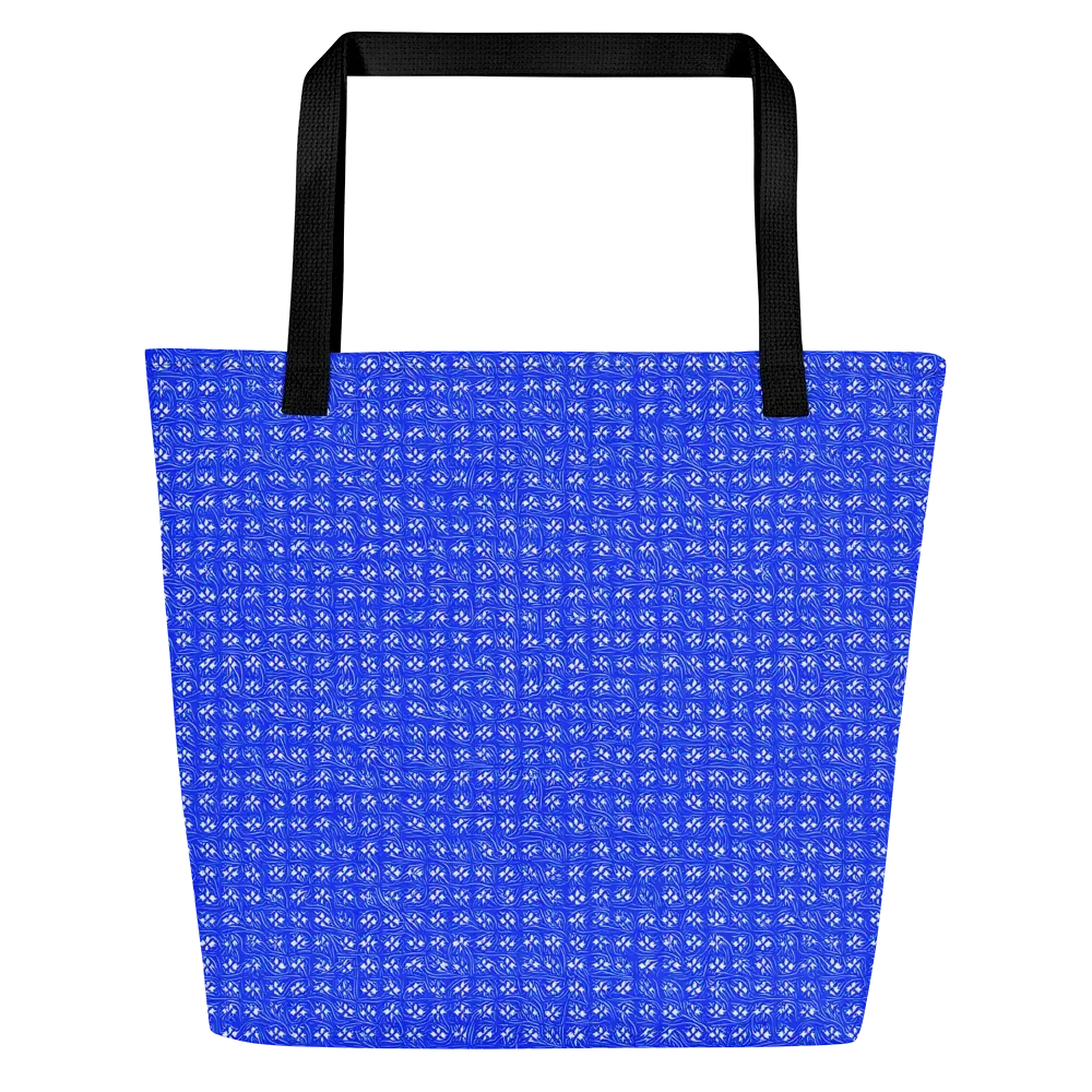 Azure Tangle on Large Tote Bag W/ Pocket — Front