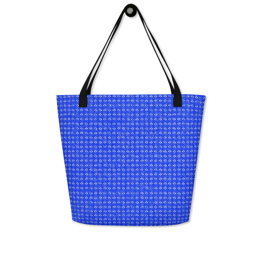 Azure Tangle on Large Tote Bag W/ Pocket — Front