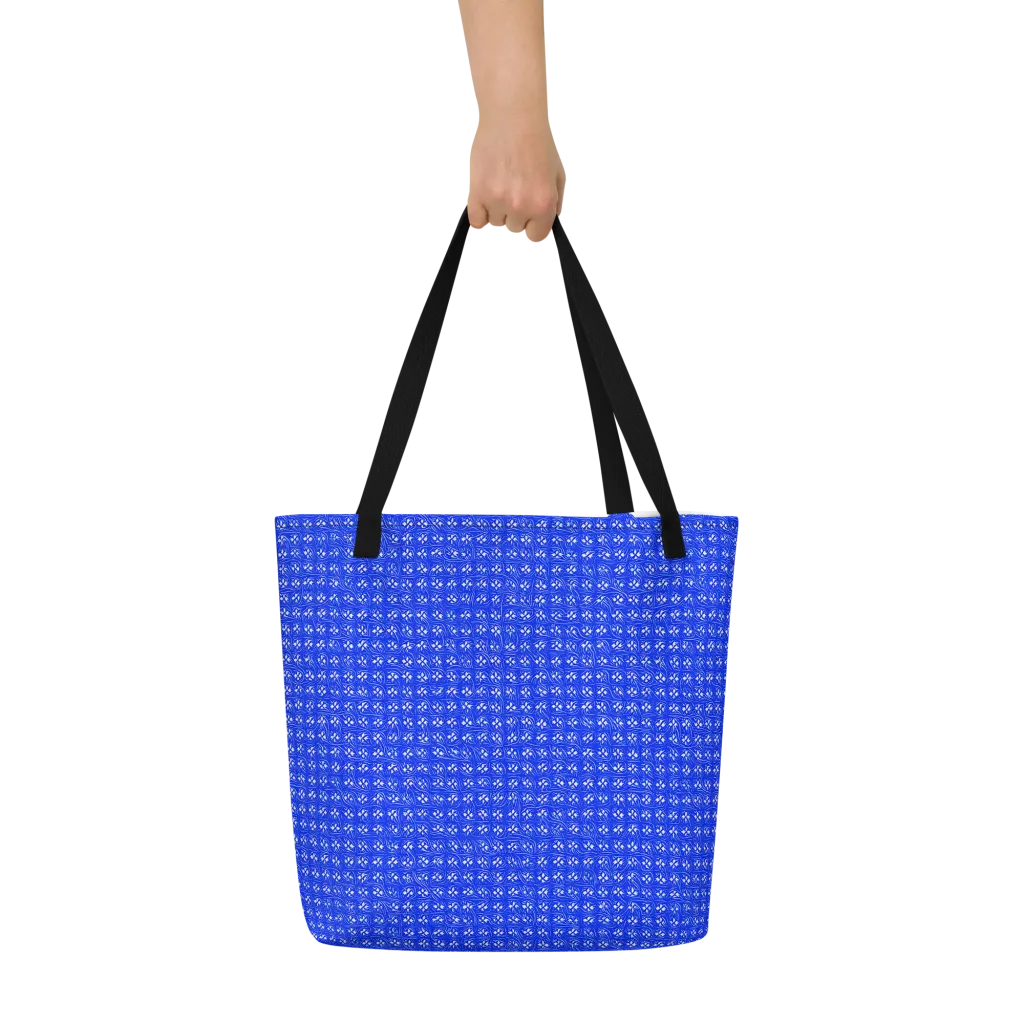 Azure Tangle on Large Tote Bag W/ Pocket — Front