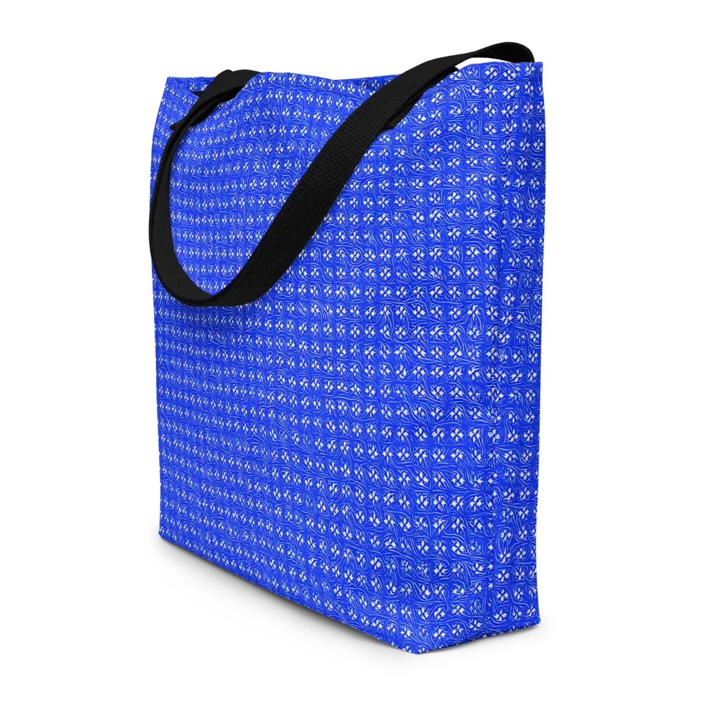Azure Tangle on Large Tote Bag W/ Pocket — Front