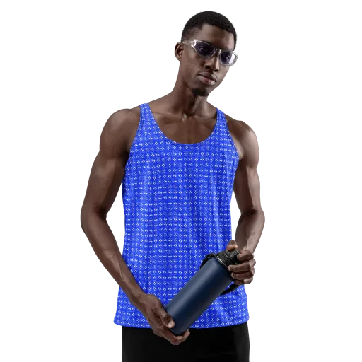 Azure Tangle on a Men's Tank Top