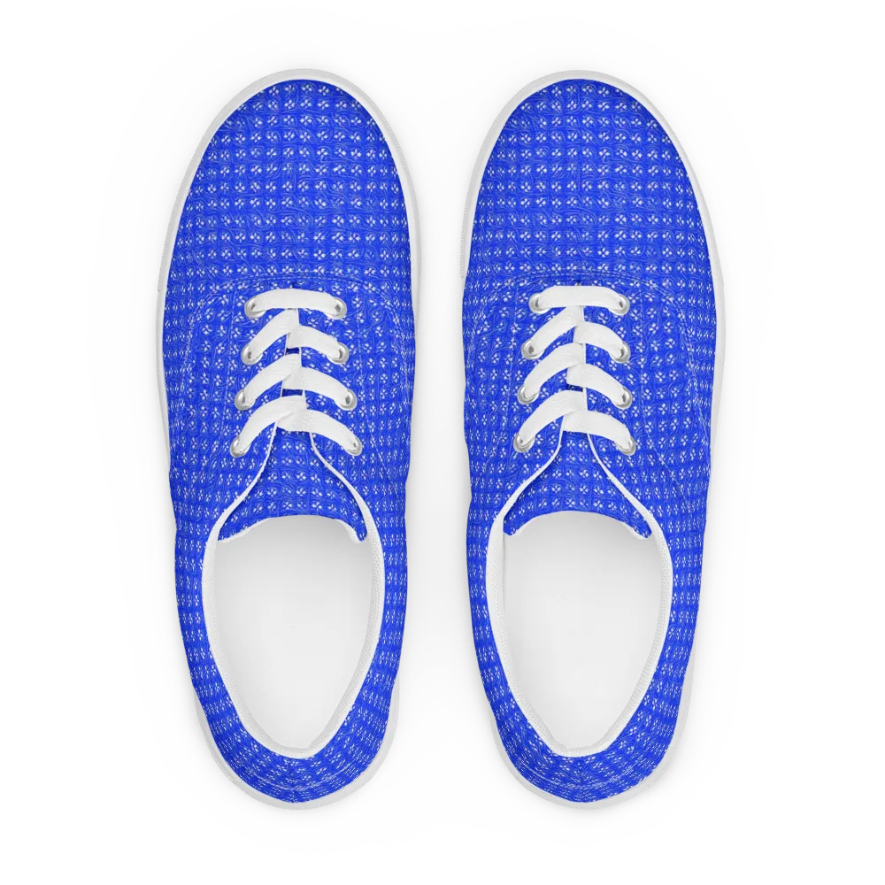 Azure Tangle on Men's Lace-Up Canvas Shoes — Front