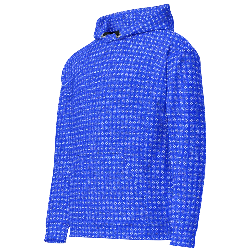 Azure Tangle on Cotton Hoodie — Left Front