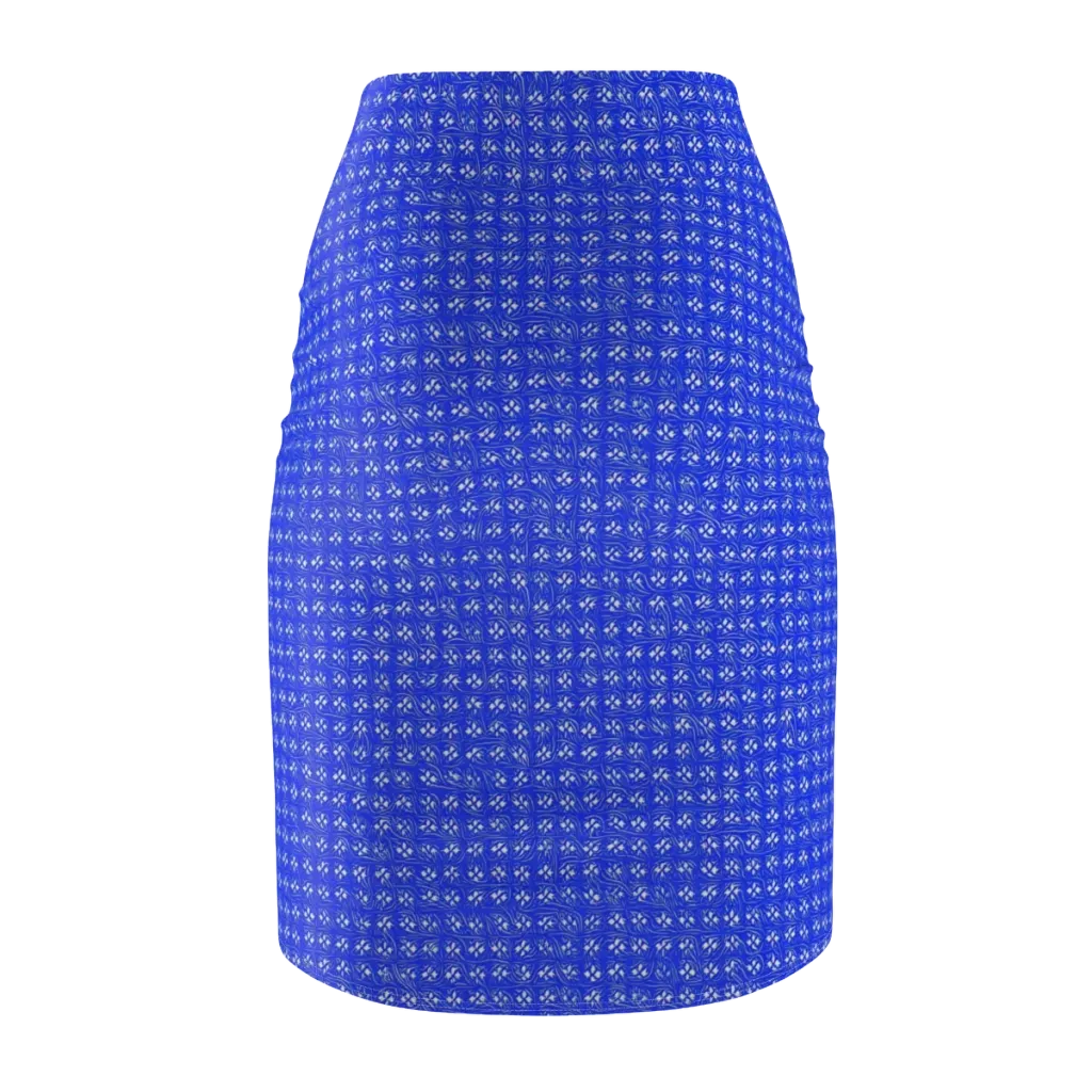 Azure Tangle on Pencil Skirt — Back