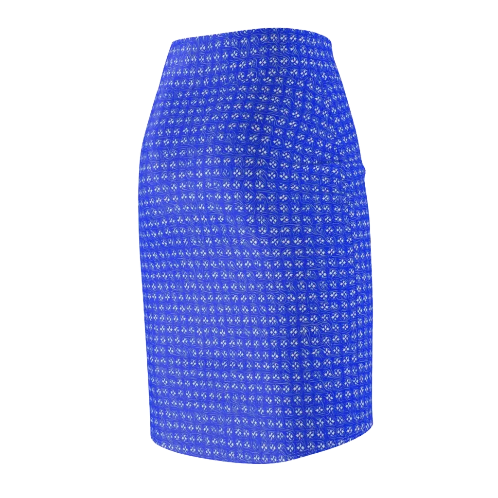 Azure Tangle on Pencil Skirt — Back Side