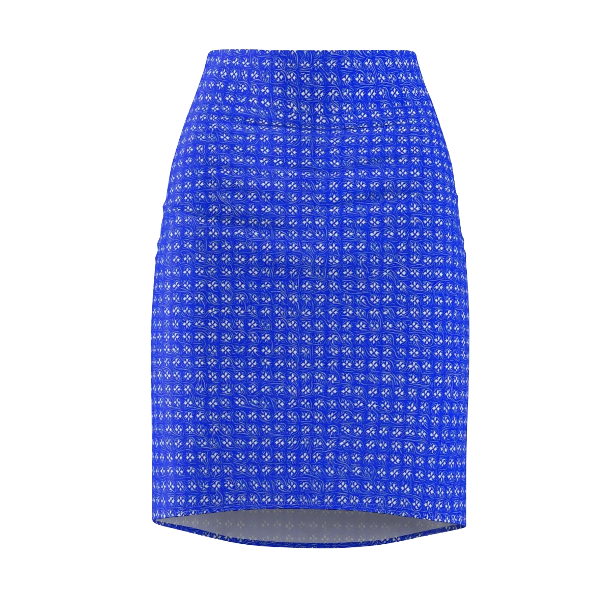 Azure Tangle on Pencil Skirt — Front
