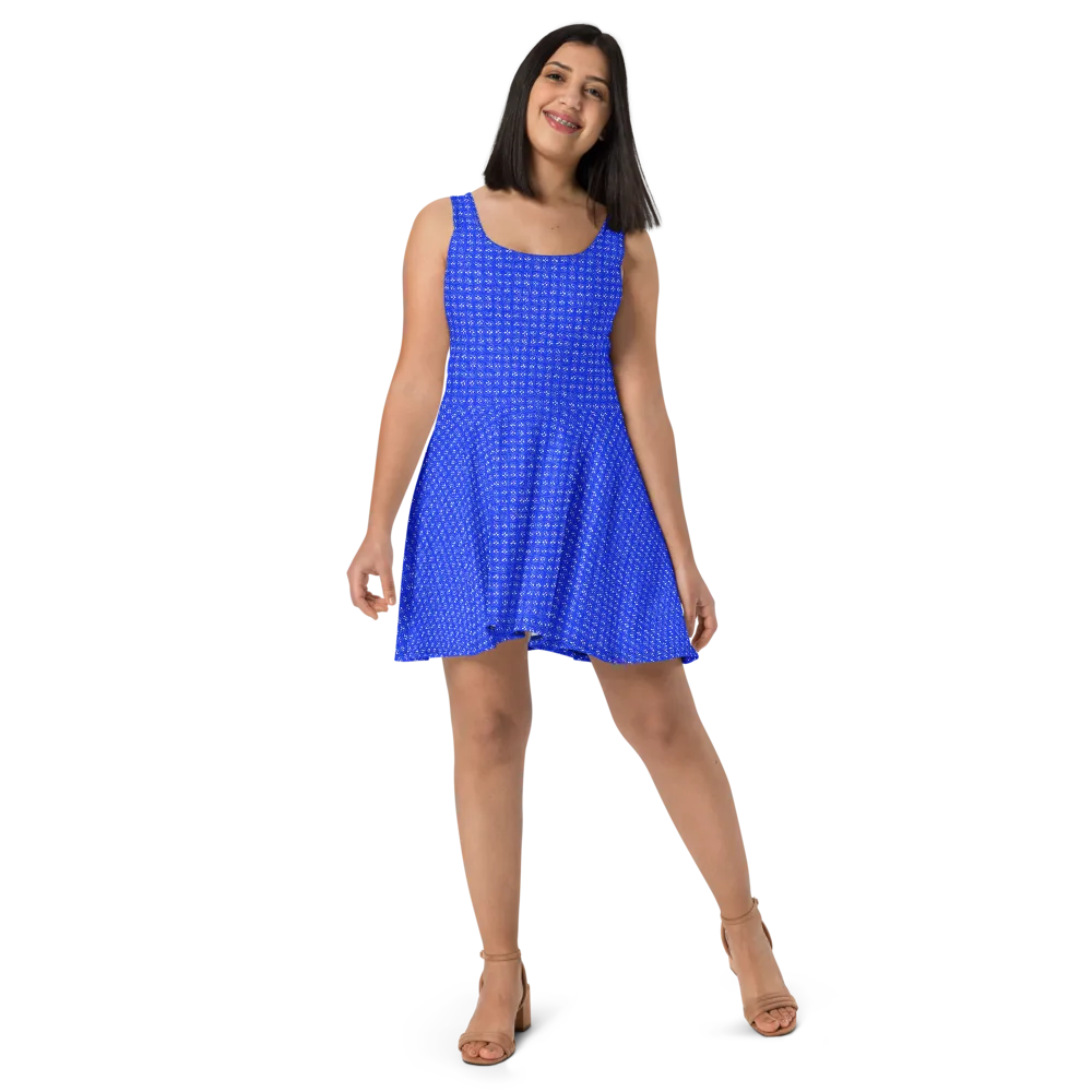 Azure Tangle on Skater Dress — Front