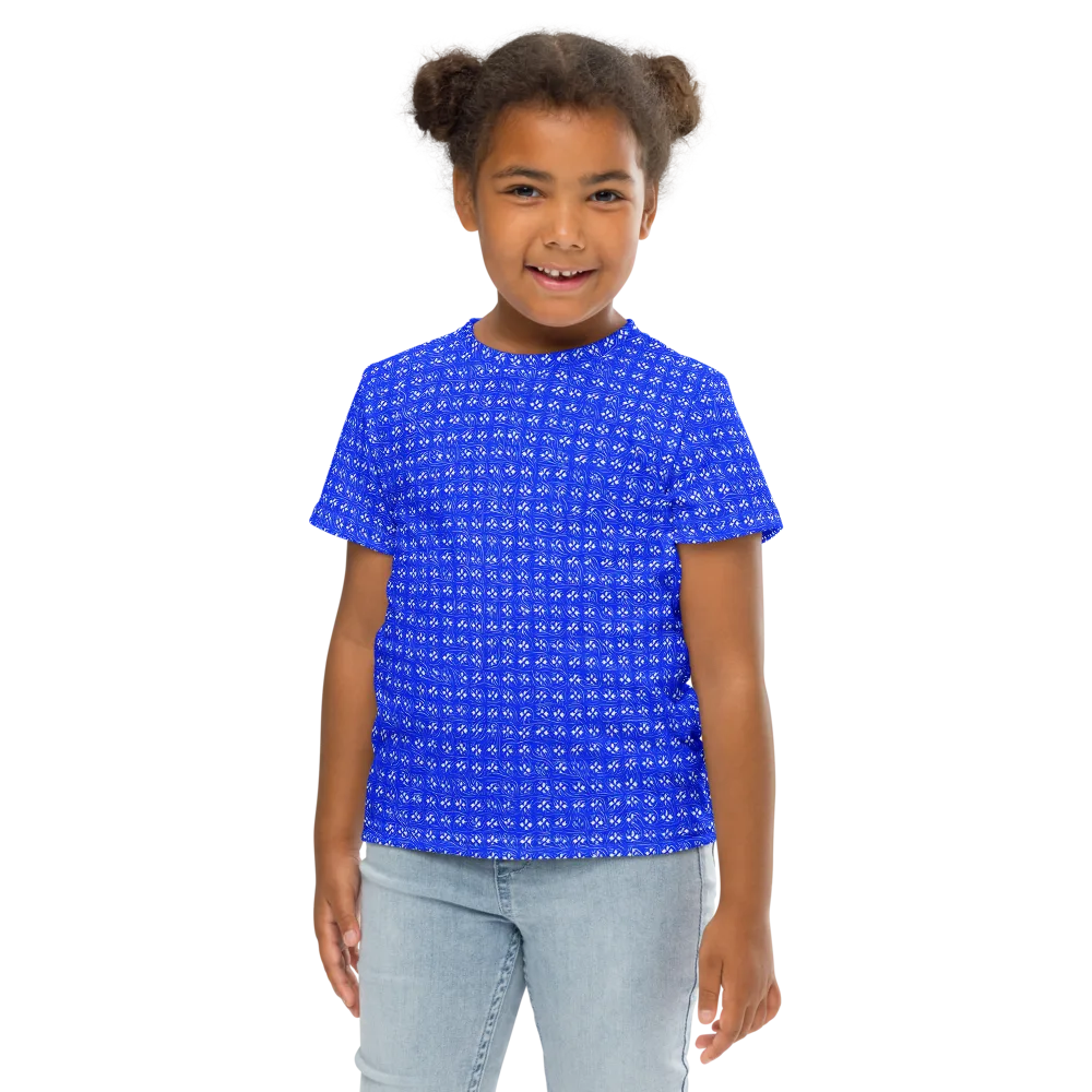 Azure Tangle on Kids Crew Neck T-Shirt — Front