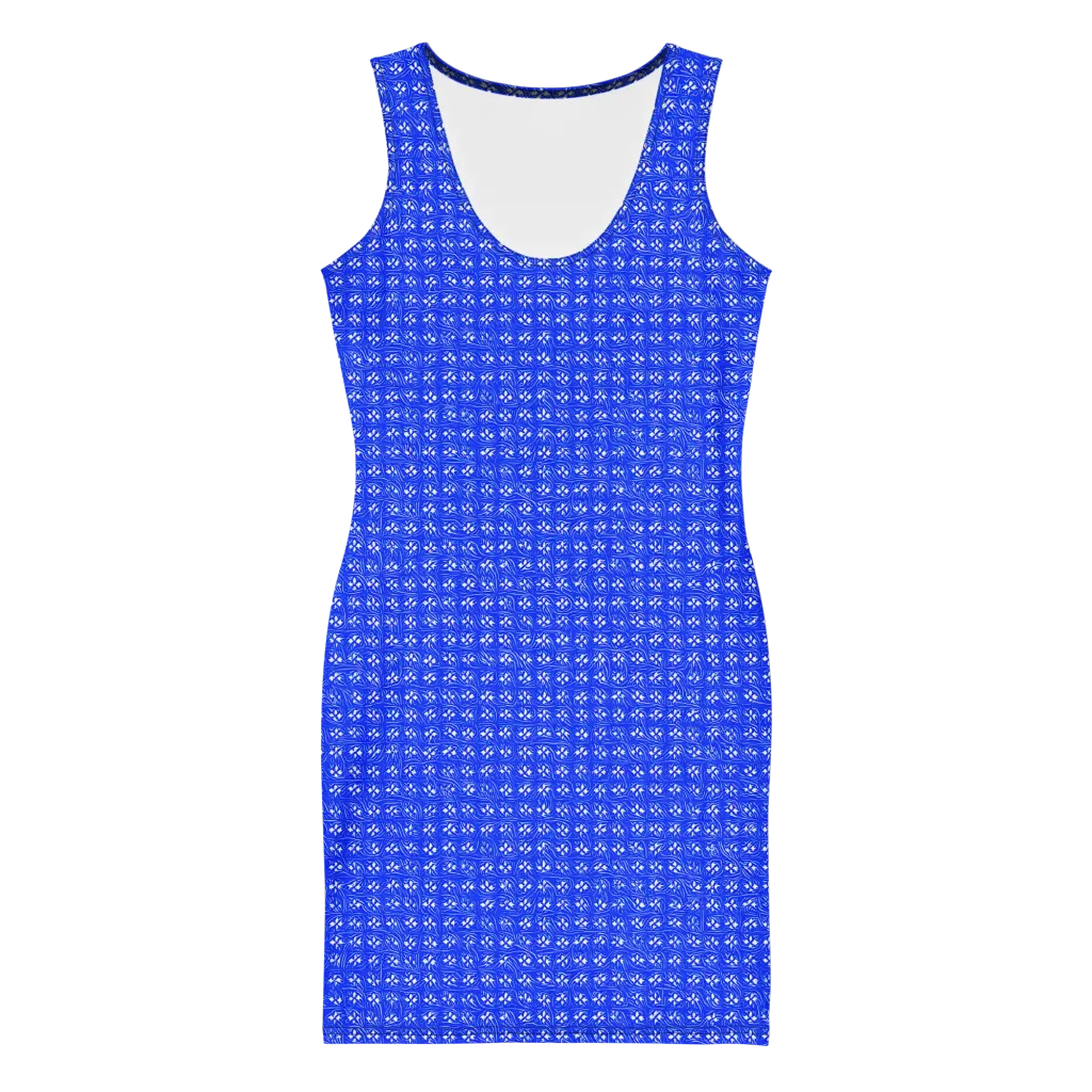 Azure Tangle on Bodycon Dress — Front