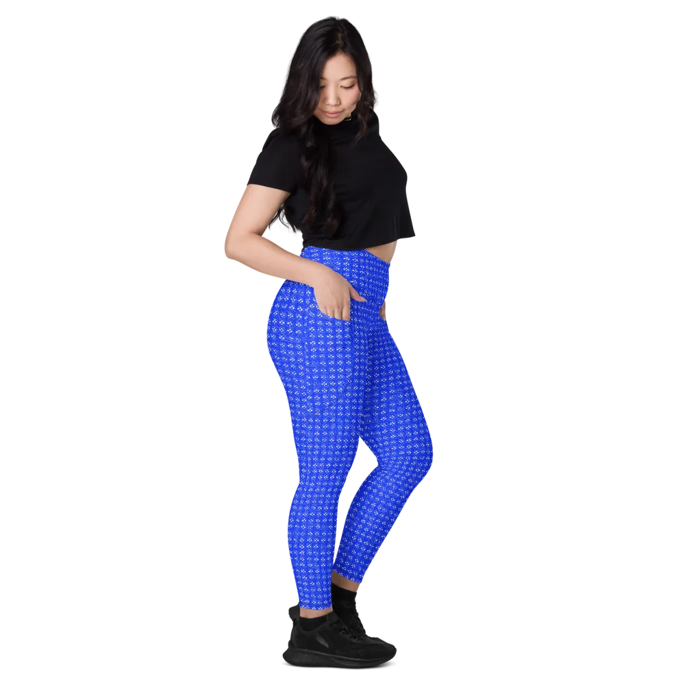 Azure Tangle on Leggings with Pockets — Right
