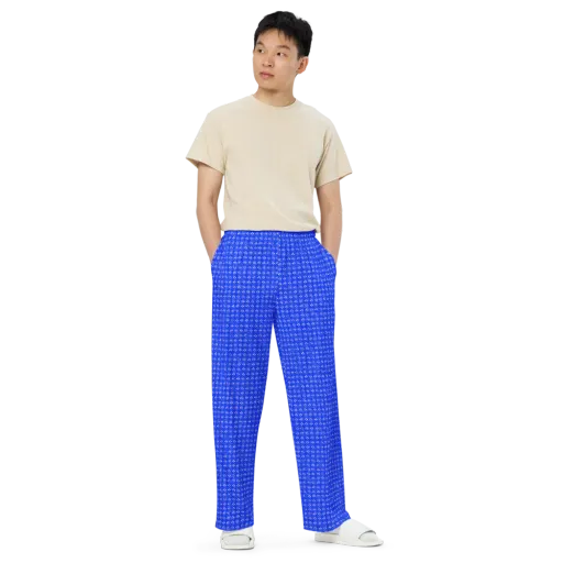 Azure Tangle on a Wide-Leg Pants