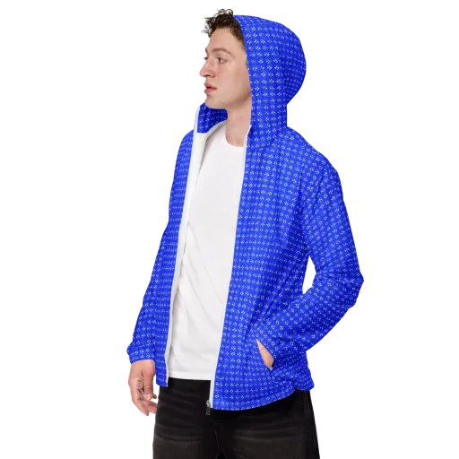 Azure Tangle on a Men's Windbreaker