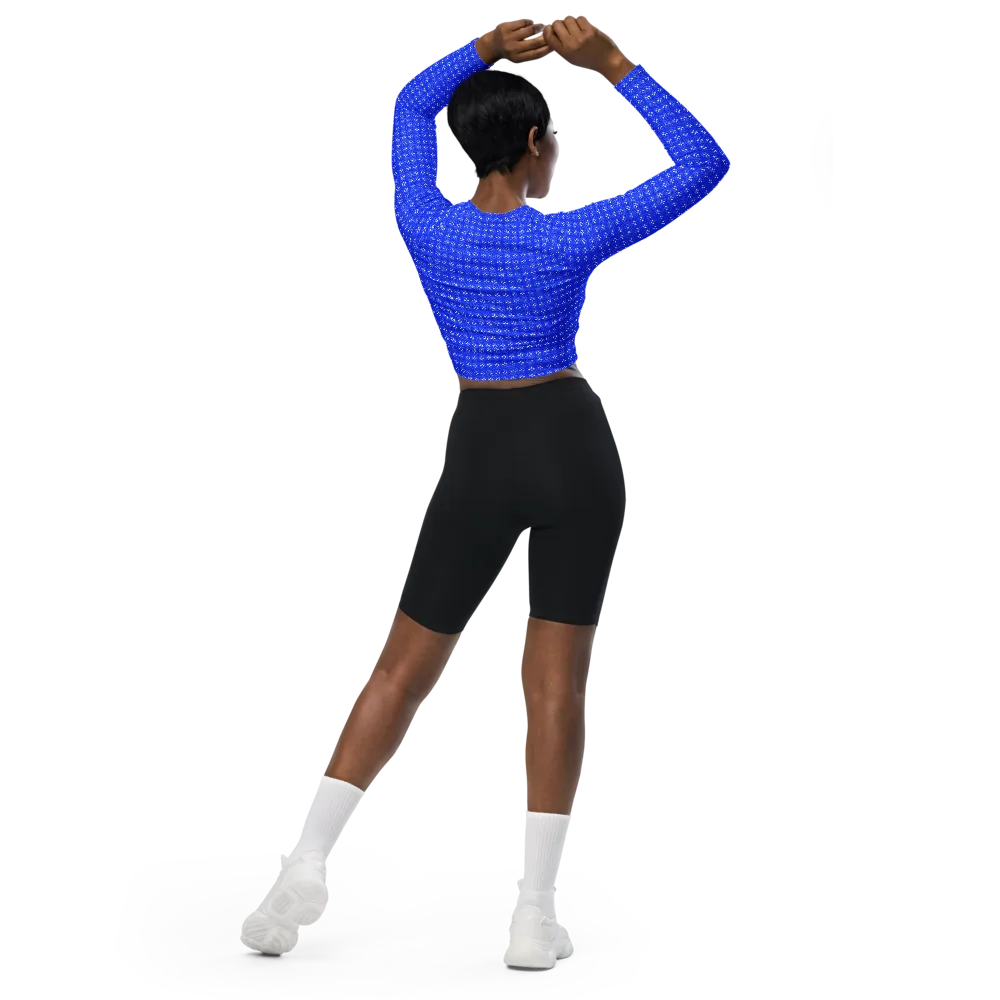 Azure Tangle on Long Sleeve Crop Top — Back