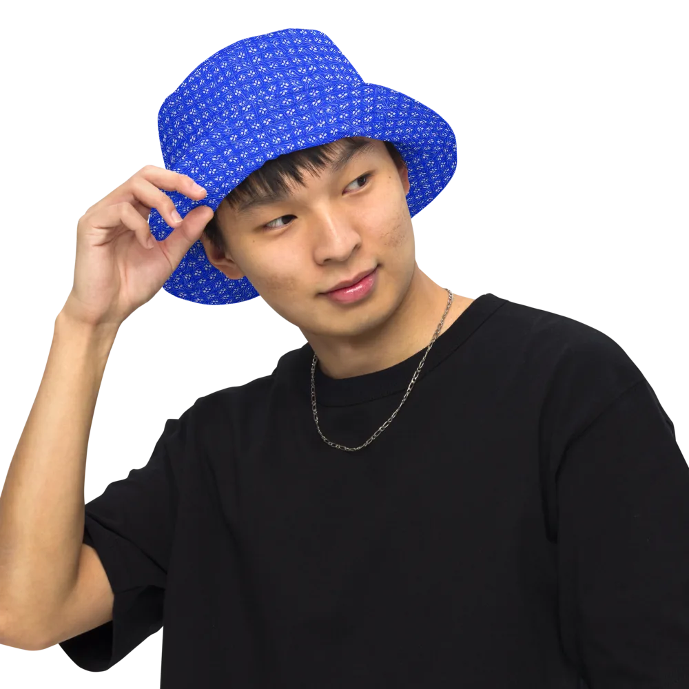 Azure Tangle on Reversible Bucket Hat — Front Inside