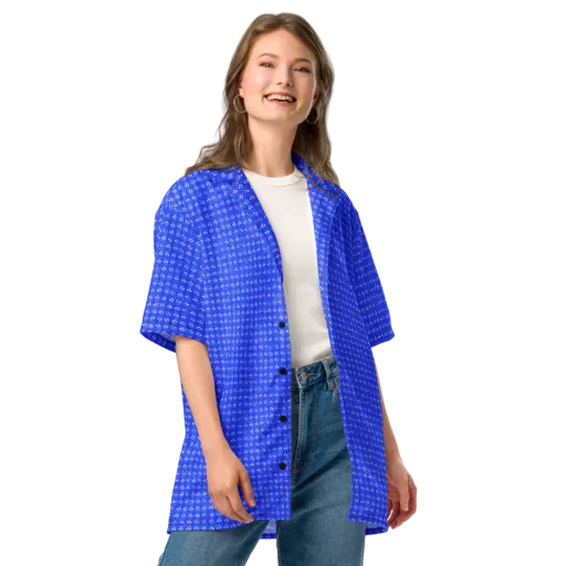 Azure Tangle on a Button Shirt