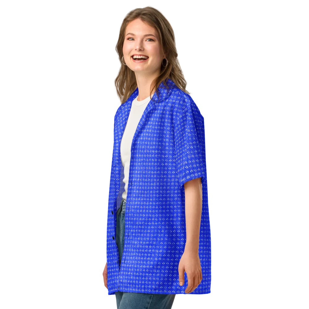 Azure Tangle on Button Shirt — Left Front