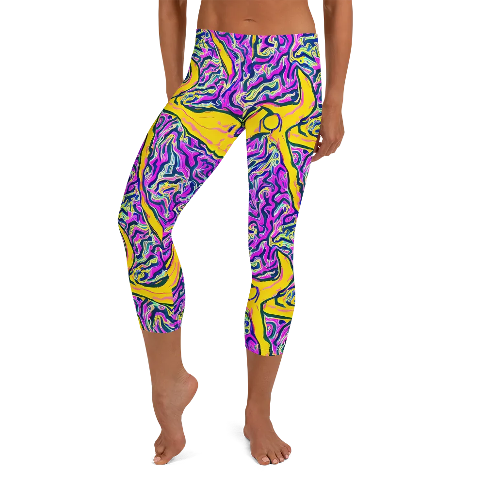 Zenith Waves on Capri Leggings — Front