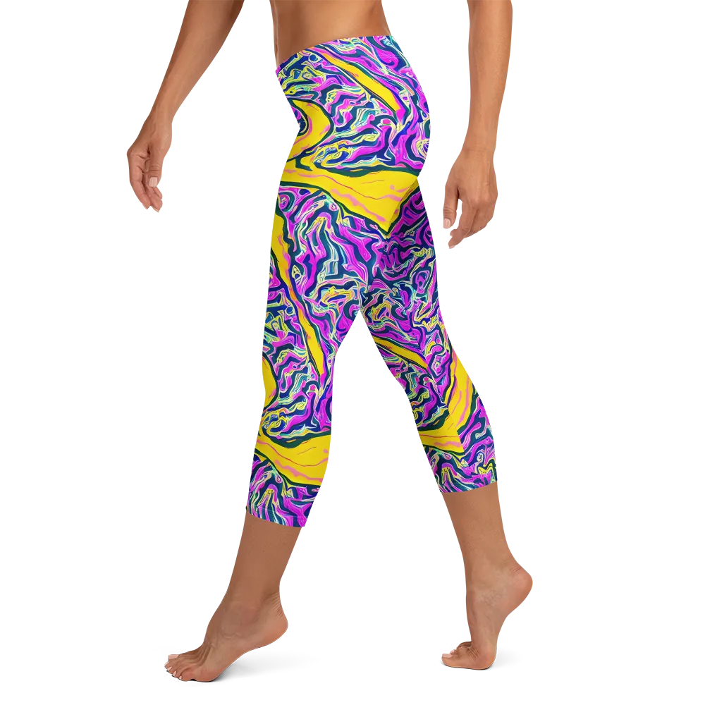 Zenith Waves on Capri Leggings — Left